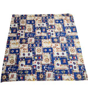 Vintage Nautical Scarf Square Flags Blue Red Gold Ocean Sailing Yacht Rock